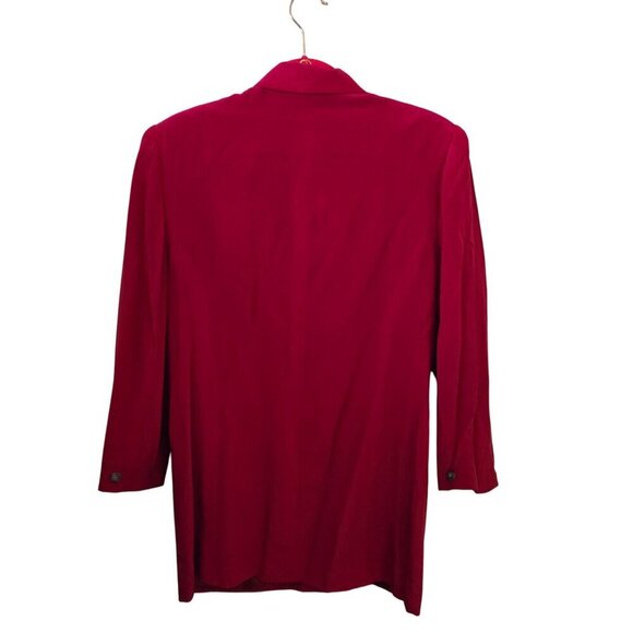Moda International 100% Silk Red Double-Breasted Long Line Blazer Size 8 - Picture 2 of 3